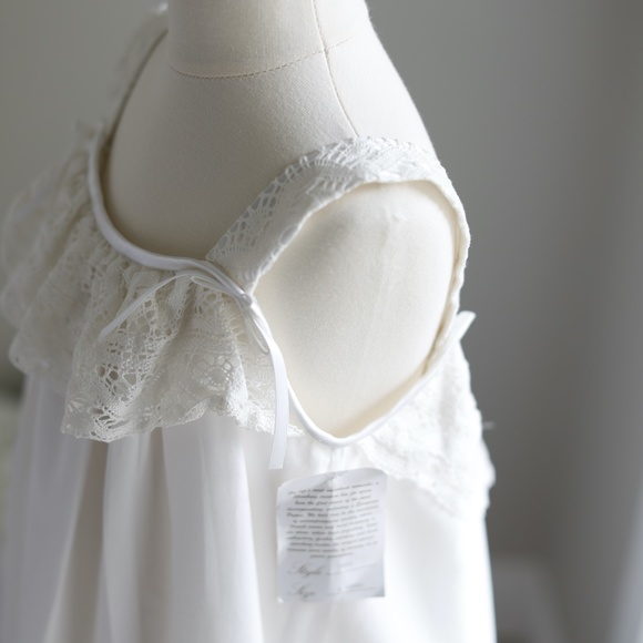 Strasburg IVORY Cotton Slip Dress with Crocheted Lace Boho Girls Size 8/10 NWT - Picture 4 of 7